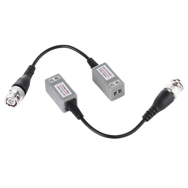 Passive Coaxial Video Balun for HD Security Camera Systems - pair of passive coaxial video baluns with BNC connectors for extending HD camera feeds