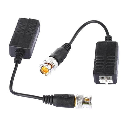 High-Definition Passive Video Balun for Security Transmissions - black passive HD video balun pair with BNC and screw terminal connectors