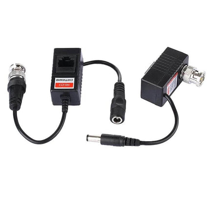 HD Video and Audio Balun Transceiver Set for Security Cameras compact pair with BNC and DC connectors for UTP cable transmission up to 300m