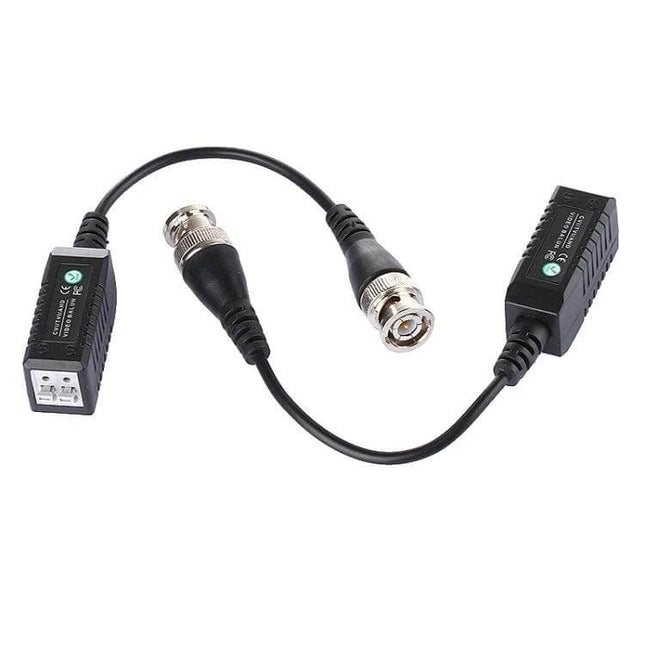Passive HD Video Balun Set for Security Camera Systems - pair of passive baluns with BNC connectors and RJ45 for Cat5e/Cat6 cable transmission