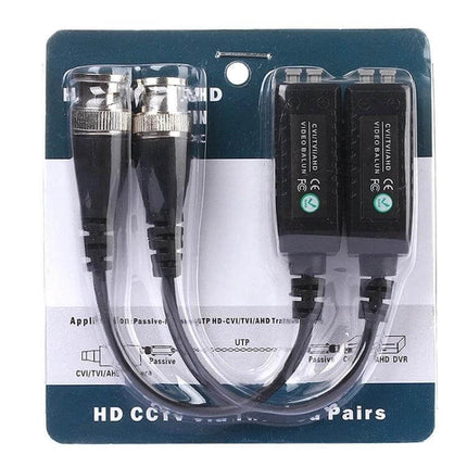 Passive HD Video Balun Set for Security Camera Systems - pair of passive HD video baluns with BNC and UTP cables for CCTV over Cat5e/Cat6