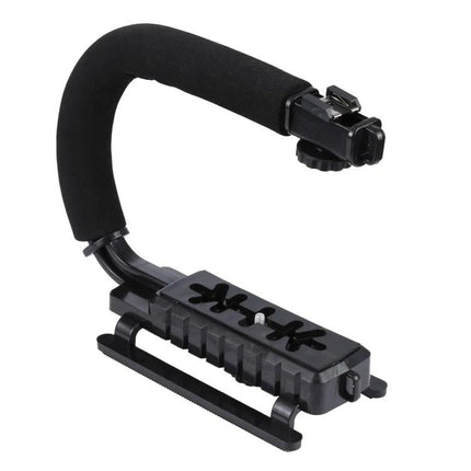 C-Shape Handle Mount for Stable DSLR and Camcorder Shooting - black foam grip stabilizer for handheld video