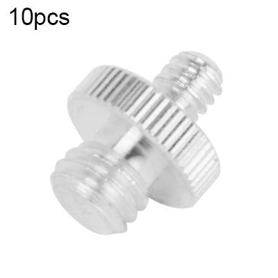 Stainless Steel 1/4 to 3/8 Adapter Screws for Tripod Heads, 10 Pack - close-up of stainless steel dual-thread adapter screw