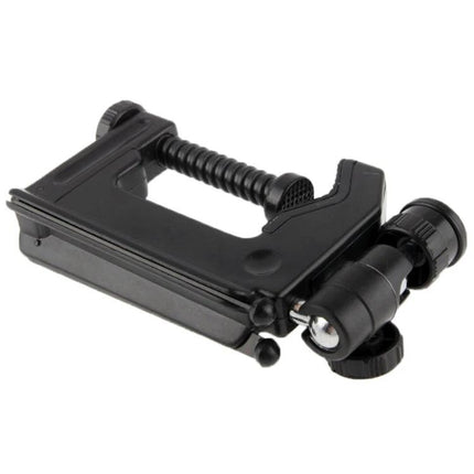 Portable Folding Clamp Tripod for Mini Digital Cameras clamp tripod in black with 1/4-inch socket, rubber-padded jaws and adjustable ball head