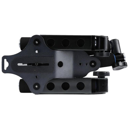 Versatile Shoulder Rig for Everyday DSLR Photography black metal foldable rig top view, rotatable adjustable joints, stable camera support