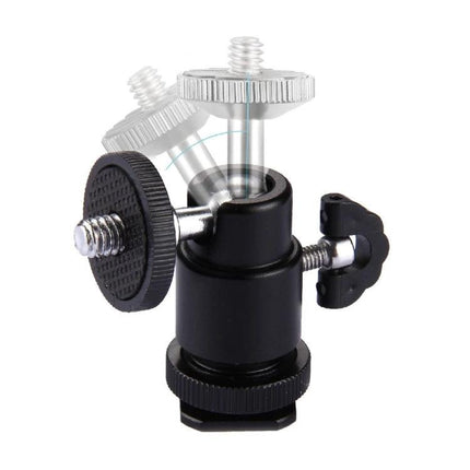 Adapter for Mounting Camera Accessories via Hot Shoe and 1/4 Inch Screw, adjustable ball head adapter for monitors lights microphones