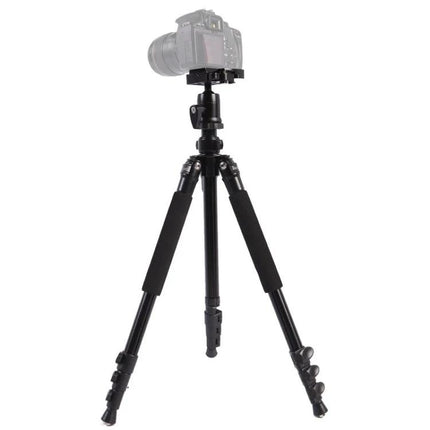 Triopo Adjustable Portable Aluminum Tripod for Cameras set up with ball head and camera, lightweight aluminum travel tripod for stable outdoor or indoor shoots