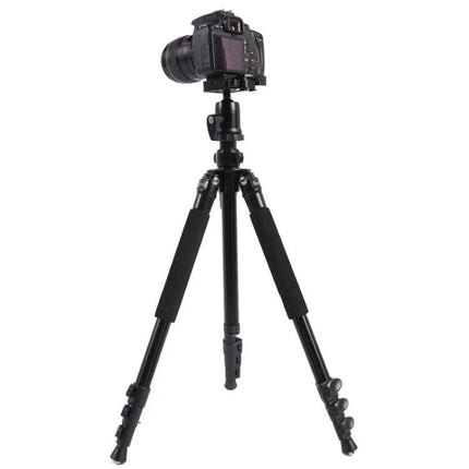 Triopo Adjustable Portable Aluminum Tripod for Cameras with DSLR mounted, lightweight durable travel tripod for stable outdoor and indoor shooting