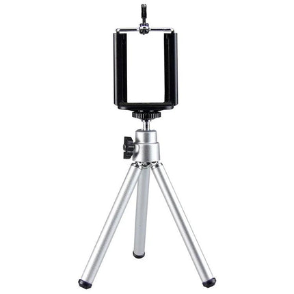 Tripod for Daily Phone Photography at Home and on Trips - compact silver tabletop phone tripod for steady shots and travel