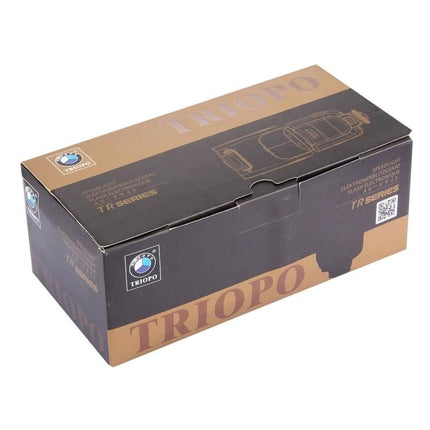 Triopo Flash Speedlite for Canon and Nikon DSLR Cameras boxed unit on white background showing packaging
