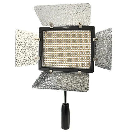YONGNUO YN300 III LED Video Light for Camera Use on stand with barn doors and 300 LEDs for studio and on-location shoots