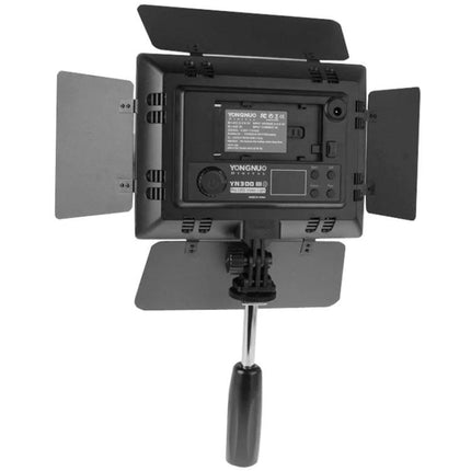 YONGNUO YN300 III LED Video Light for Camera Use rear view with barn doors and control panel