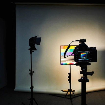 Studio setup with camera and lighting using YONGNUO YN300 III LED Video Light for Camera Use to create even adjustable illumination