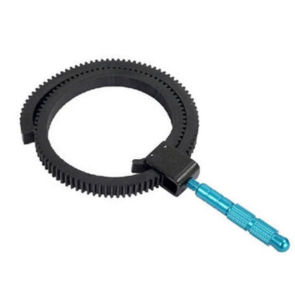 Set of 2 Rubber Hand Grips for Camera Lens Follow Focus Use - black gear ring with blue handle for steady focusing
