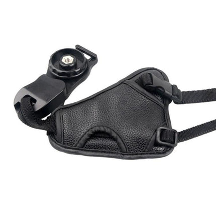 Comfortable PU Leather Wrist Strap for Camera Security - black padded adjustable wrist strap for SLR/DSLR to prevent drops and enable one-handed shooting