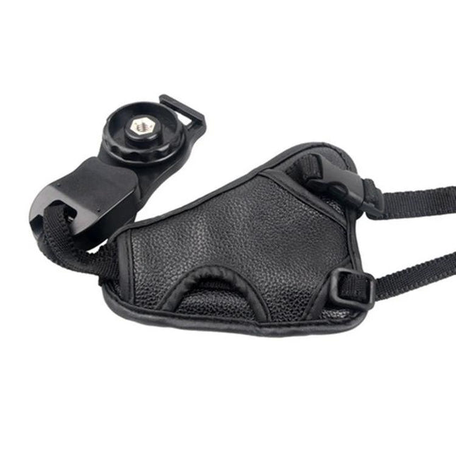 Comfortable PU Leather Wrist Strap for Camera Security - black padded adjustable wrist strap for SLR/DSLR to prevent drops and enable one-handed shooting
