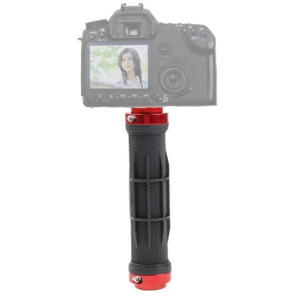 Portable Camera Handle Grip with Tripod Ball Head for Stability handheld black grip with red mounts for steady photography
