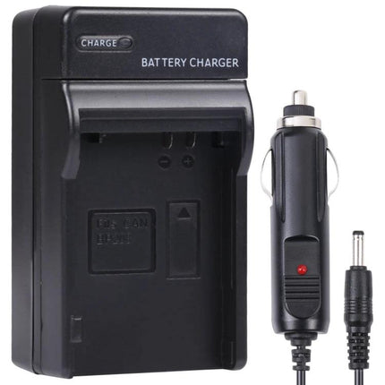Canon Compatible Digital Camera Battery Charger for Everyday Use showing black charger and car adapter for BP-208 BP-308 BP-315 batteries