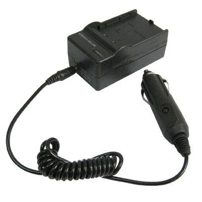 Compatible Battery Charger for Nikon EN-EL2 Cameras - compact black travel and car charger with coiled cable for quick recharging