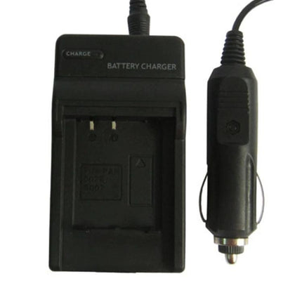 Battery Charger Compatible with Panasonic 007E Cameras - black compact charger with car adapter for travel and international AC 100V-240V