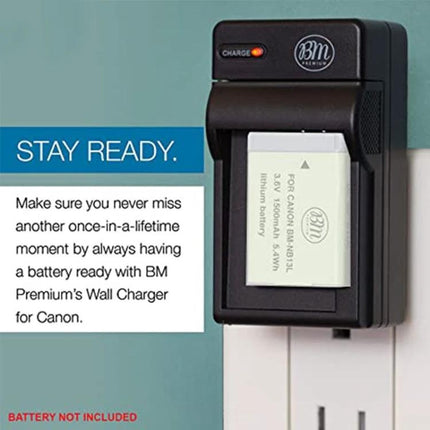 Battery Charger Compatible with Panasonic 007E Cameras shown plugged into wall with battery inserted for travel and photography