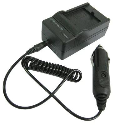 Digital Camera Battery Charger for Fuji Models with Universal Plugs - compact travel charger with coiled car adapter for Fuji batteries
