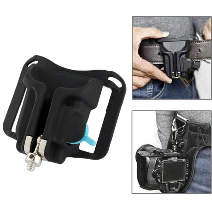 Ergonomic Waist Belt Holster for Comfortable Camera Carrying small black quick-release belt camera holster with screw mount