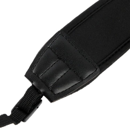 Sturdy SBR All-Weather Digital Camera Strap with Secure Locks - black elastic foam padded strap close-up showing double lock attachment