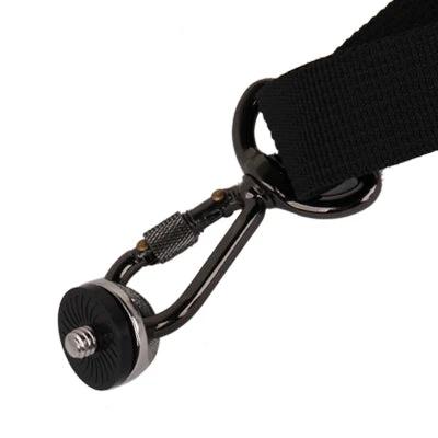 Black Camera Sling Strap with Underarm Stabilizer for Comfortable Use — padded nylon underarm stabilizer and quick-release camera mount