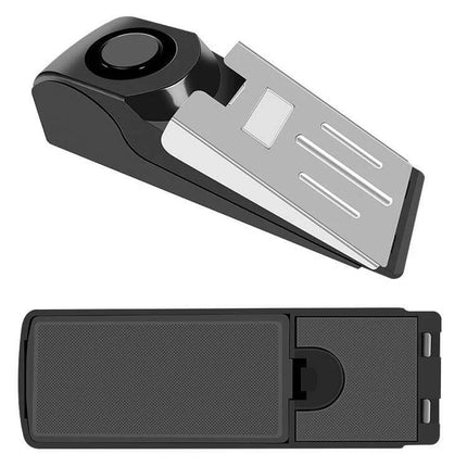 Portable Wedge Door Stop Alarm for Home and Travel Security - black wedge alarm under door for hotel and home safety