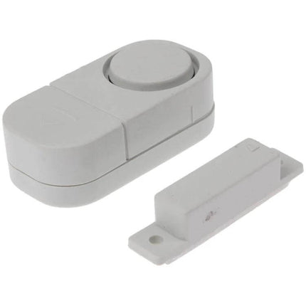 Wireless Magnetic Sensor Alarm for Doors and Windows - compact white wireless door and window vibration alarm with magnetic contact for home, office, shop security