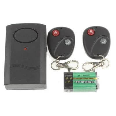 Wireless Vibration Alarm with Remote Control for Home Security - compact door/window sensor kit with two remotes and battery