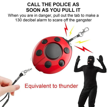 Ladybug Personal Alarm for Everyday Safety of Kids and Women compact red ladybug alarm with 130dB pull-tab and keychain to deter attackers