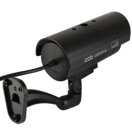 Realistic Dummy Security Camera with Blinking LED for Home Protection - black wall-mounted fake CCD camera with blinking LED