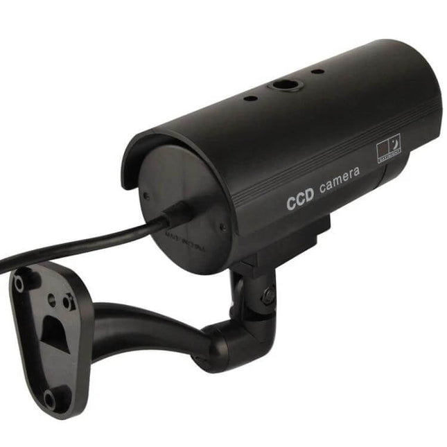 Realistic Dummy Security Camera with Blinking LED for Home Protection - black wall-mounted fake CCD camera with blinking LED