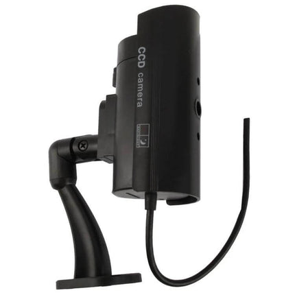 Realistic Dummy Security Camera with Blinking LED for Home Protection - black faux CCD camera on adjustable wall mount