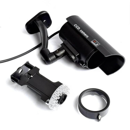 Realistic Dummy Security Camera with Blinking LED for Home Protection mounted-style fake CCD camera with LED ring and wall bracket