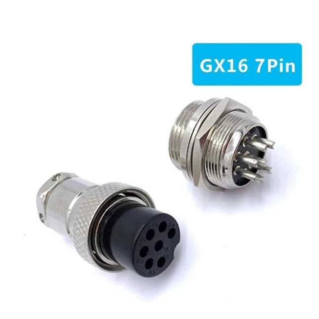 7-Pin Aviation Connector Set of 5 for DIY Electrical Connections - metal GX16 7-pin plug and socket for secure hobby and vehicle wiring