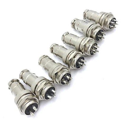 7-Pin Aviation Connector Set of 5 for DIY Electrical Connections - five metal 7-pin plugs for secure hobbyist and vehicle wiring projects, durable metal construction.