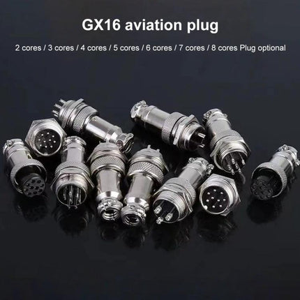GX16 6-Pin Aviation Plug Socket Connector Pack of 5 Pieces metal connectors pack showing multiple GX16 6-pin plug and socket assemblies for wiring projects