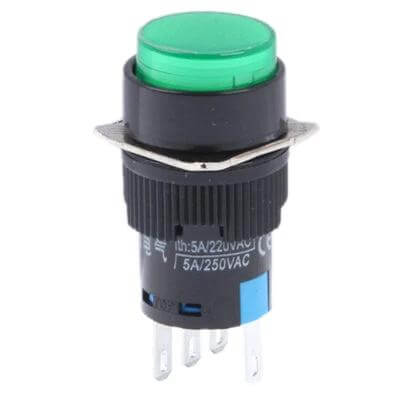 Car Round Button Push Switch With Red LED Indicator - 40mm round automotive on/off switch for dashboards and auxiliary lights