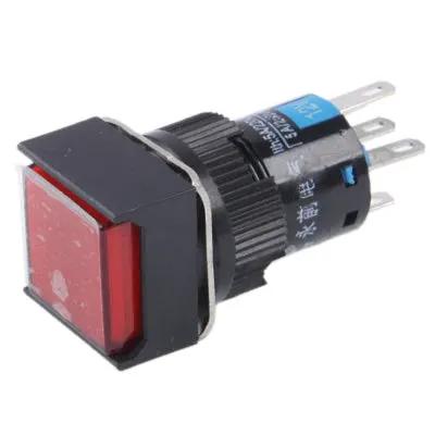 Car Square Push Button Switch With Lock And LED Indicator Red