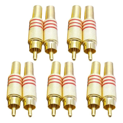 Pack of 10 Golden 3.5mm RCA Jack Connectors for Audio Devices - gold-plated RCA plugs for speakers, headphones, amplifiers, cable repair