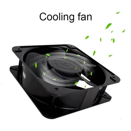Black 220V Brushless Cooling Fan for DIY Projects - durable PA66 housing, steady airflow to prevent component overheating in electronics and custom ventilation