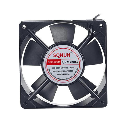 Compact Black 220V Cooling Fan for Everyday Home Ventilation - 12cm black iron case with plastic blades, low-noise room ventilation