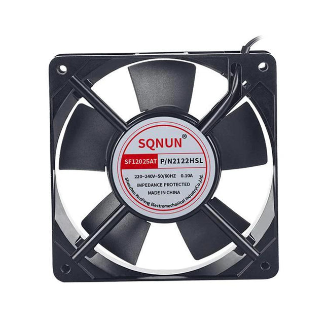 Compact Black 220V Cooling Fan for Everyday Home Ventilation - 12cm black iron case with plastic blades, low-noise room ventilation