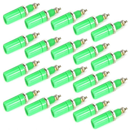 Yellow Binding Post Terminals for DIY Electronics, 20 Pack - 20 green screw-type binding posts for test gear, educational kits and audio projects