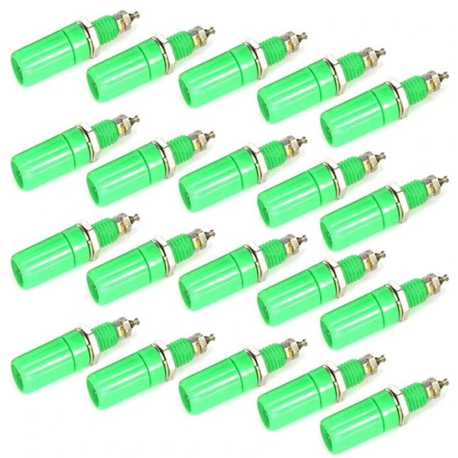 Yellow Binding Post Terminals for DIY Electronics, 20 Pack - 20 green screw-type binding posts for test gear, educational kits and audio projects