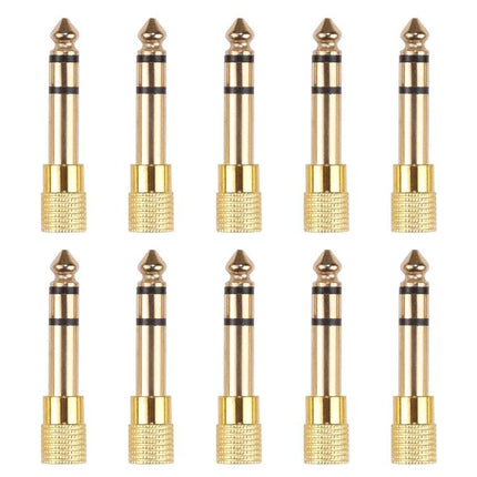 6.35mm Male to 3.5mm Female Audio Jack Adapter Pack of 10 gold-plated adapters for headphones, mixers, amplifiers (pack of 10)