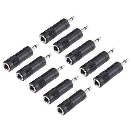 3.5mm Male to 6.35mm Female Mono Audio Adapter for Devices, 100 Pack - bulk pack of black mono audio adapters for converting headphone jacks